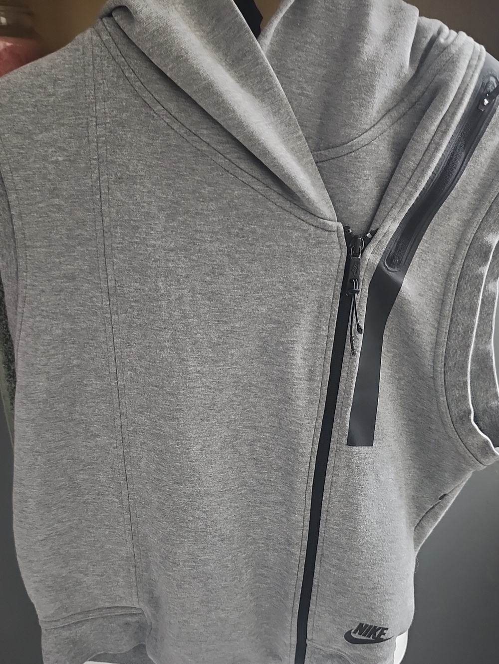 Nike Light Heather Gray Sleeveless Hooded Zip Vest